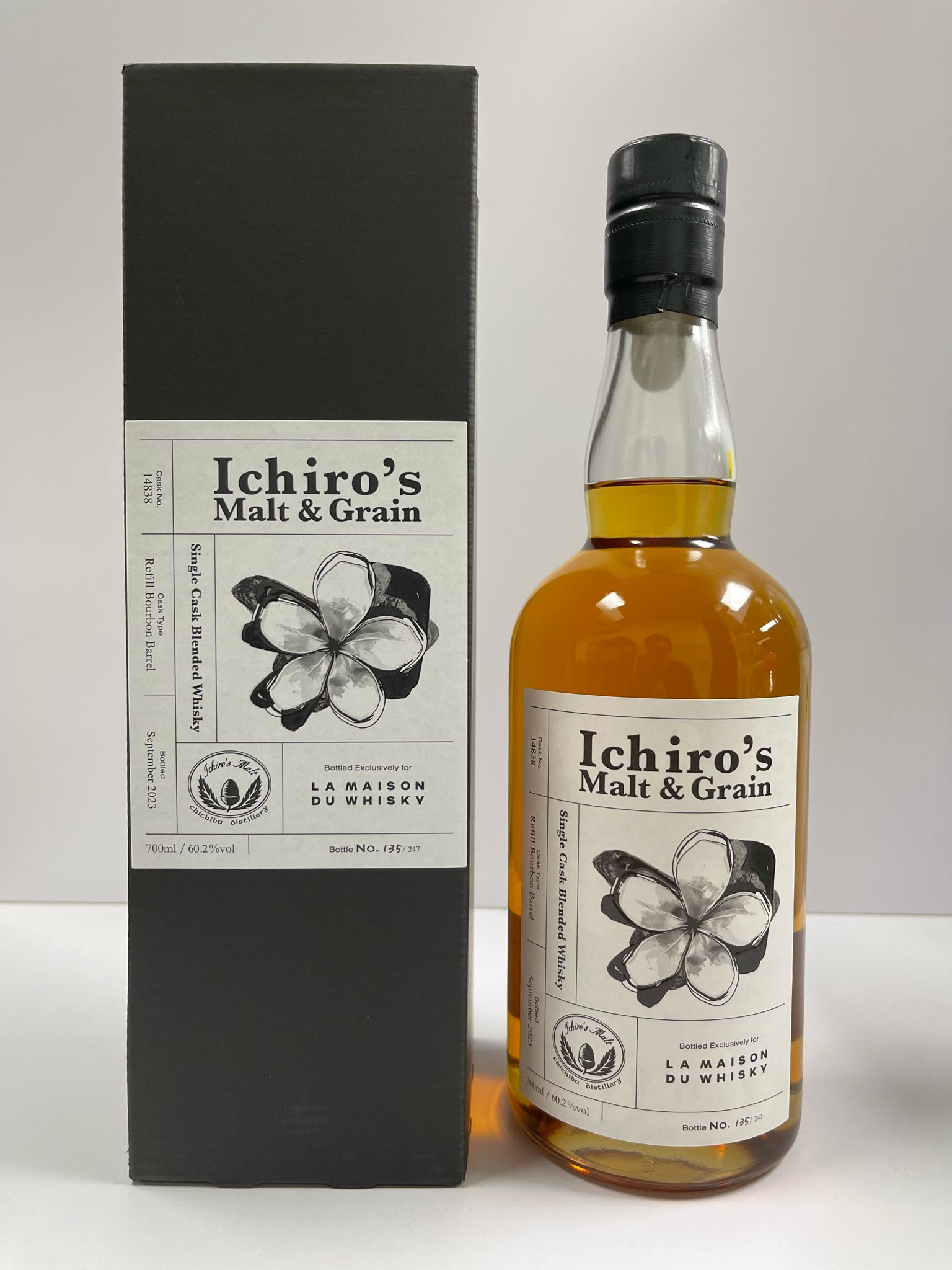 Popular - Ichiro's Malt & Grain Refill Bourbon Barrel #14838 Single Cask Blended Whisky LMDW Singapore Flower Series #1 70cl 60.2%